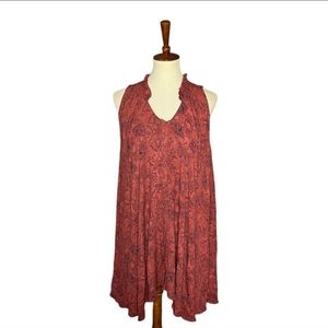 UMGEE Red and Blue Sleeveless Flowy Button Up Dress Size Small